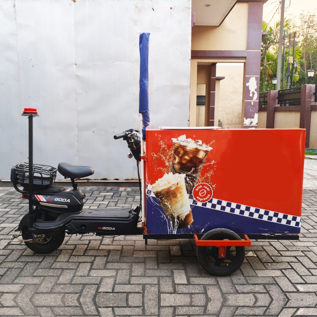 Gerobak Kopi Keliling Sepeda Motor Listrik GODA - Bekas - Siap Pakai - Lokasi SURABAYA