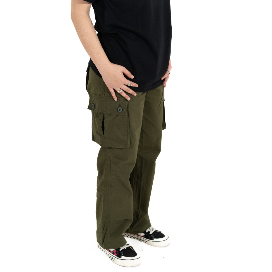 KIW MERCH | Cargo Monkey Pants Long | Army | Cream | Slim Straight Fit | Celana Cargo Pria