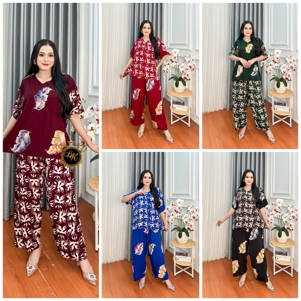 Setelan Lengan Pendek Jumbo | Setelan Wanita Jumbo Ld 140| Setelan Cap Jumbo Terbaru | Setelan Baju 