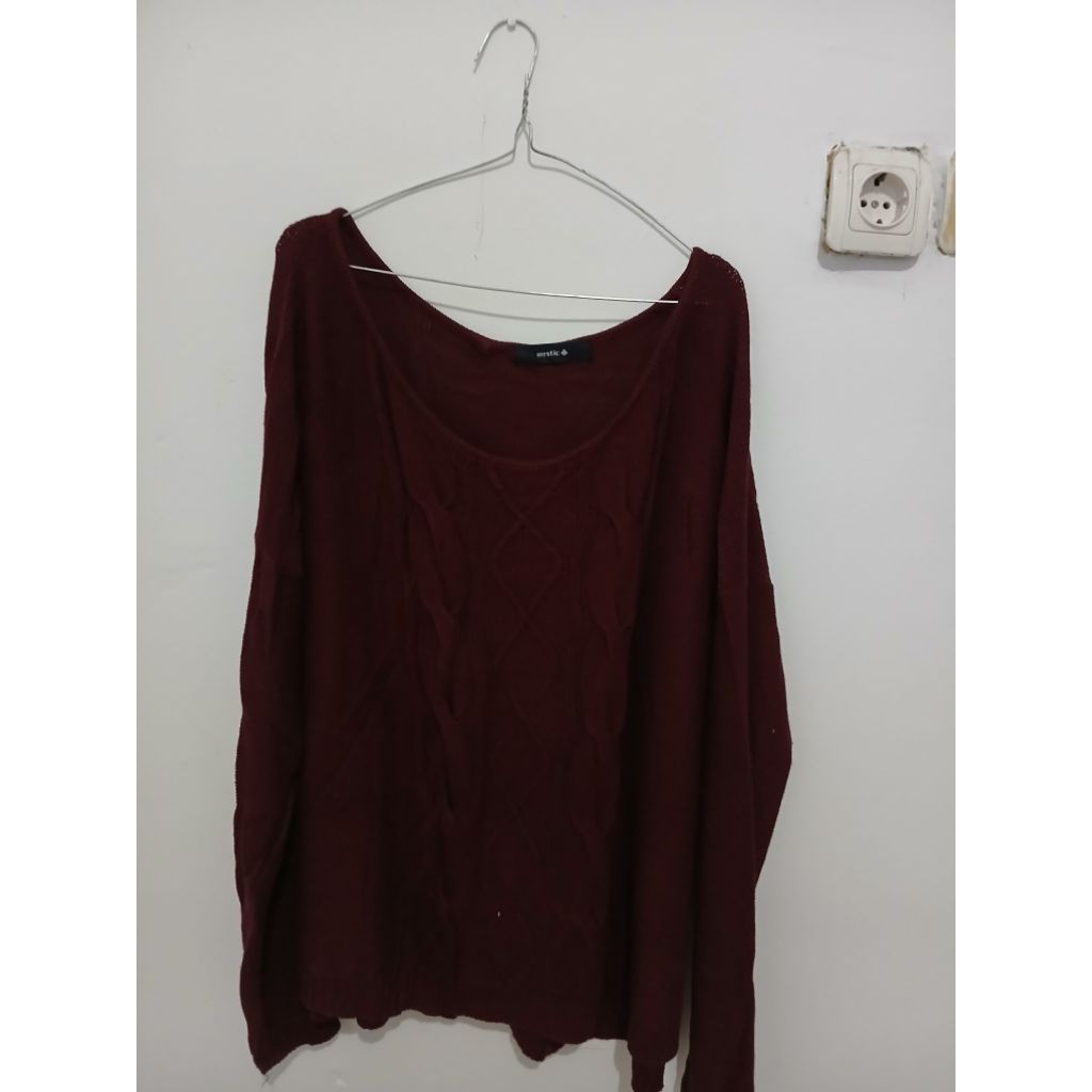 Knitwear Rajut Kepang Wanita  Sweater Cable Knit Oversize Korean Style preloved