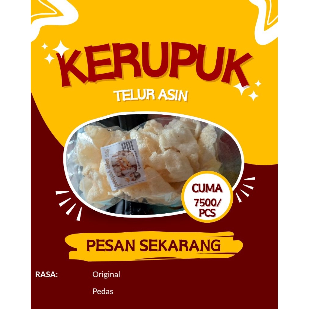 

Kerupuk telur asin 250gram | KERUPUK rasa terbaru/ rasa gurih dari telur asin dijamin mantap