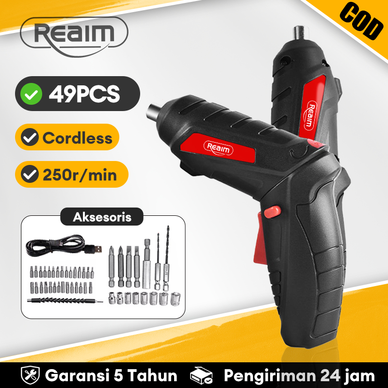 Reaim Mesin Bor Cordless Mini Mesin Bor set 49  Cordless Screwdriver 4.2 V  Mesin Bor Cordless Mini 