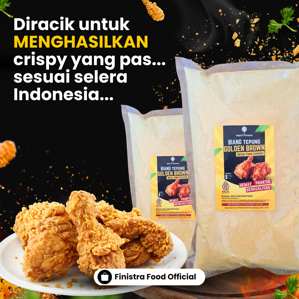 

Tepung Biang Fried Chicken 500 gram Golden Brown Dapur Finistra