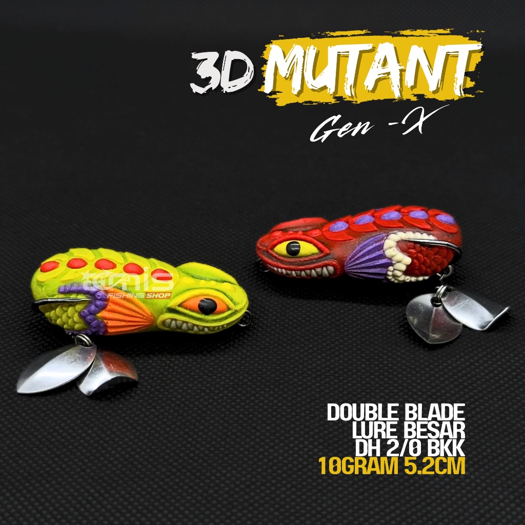 Gen X Mutant Double Blade 3D Lure Softfrog Umpan Casting Gabus Kodok Karet