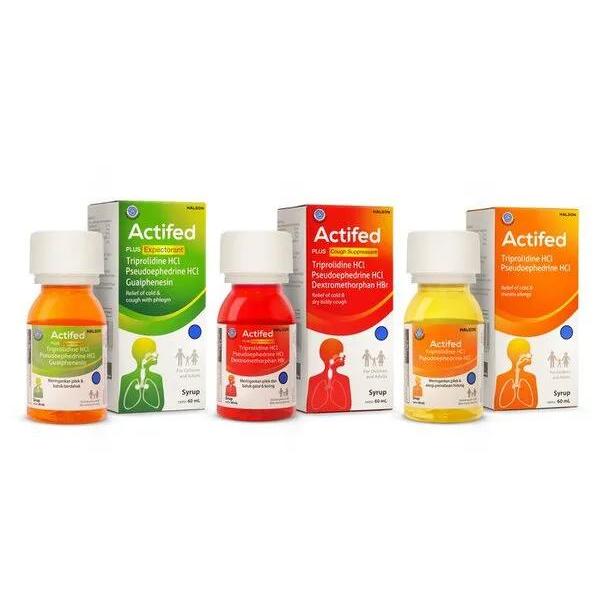 ACTIFED Obat Batuk & Pilek untuk Anak-Anak dan Dewasa – Meredakan Batuk, Hidung Tersumbat, Bersin