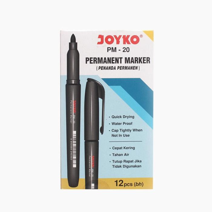 

Spidol Permanent Marker HITAM Joyko PM-20 Original (1 PCS) / Spidol Permanen Penanda Tahan Air Waterproof Quick Dry Markers PM 20 Per Pcs