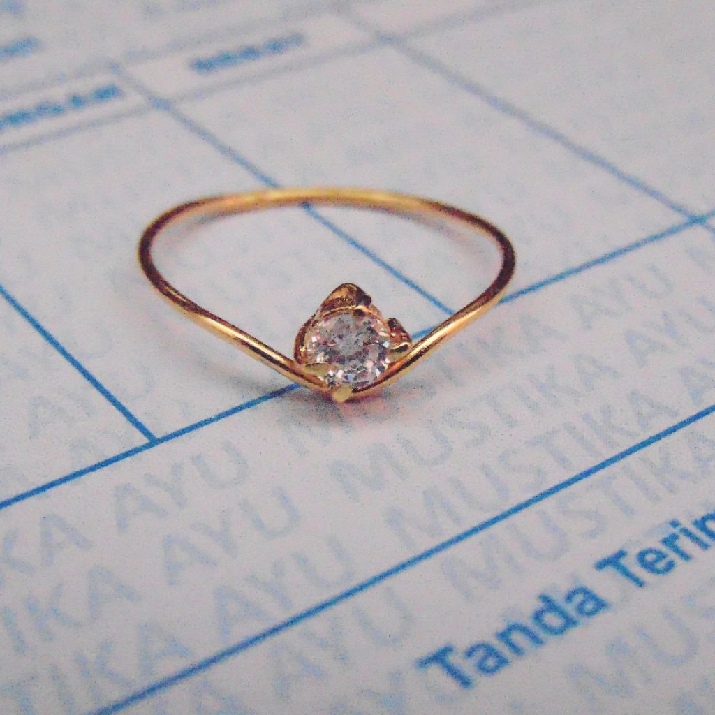 Cincin Wanita Model Permata Perak Asli 925 Lapis Emas 24k/Cincin Wanita Dewasa/Cincin Elegan