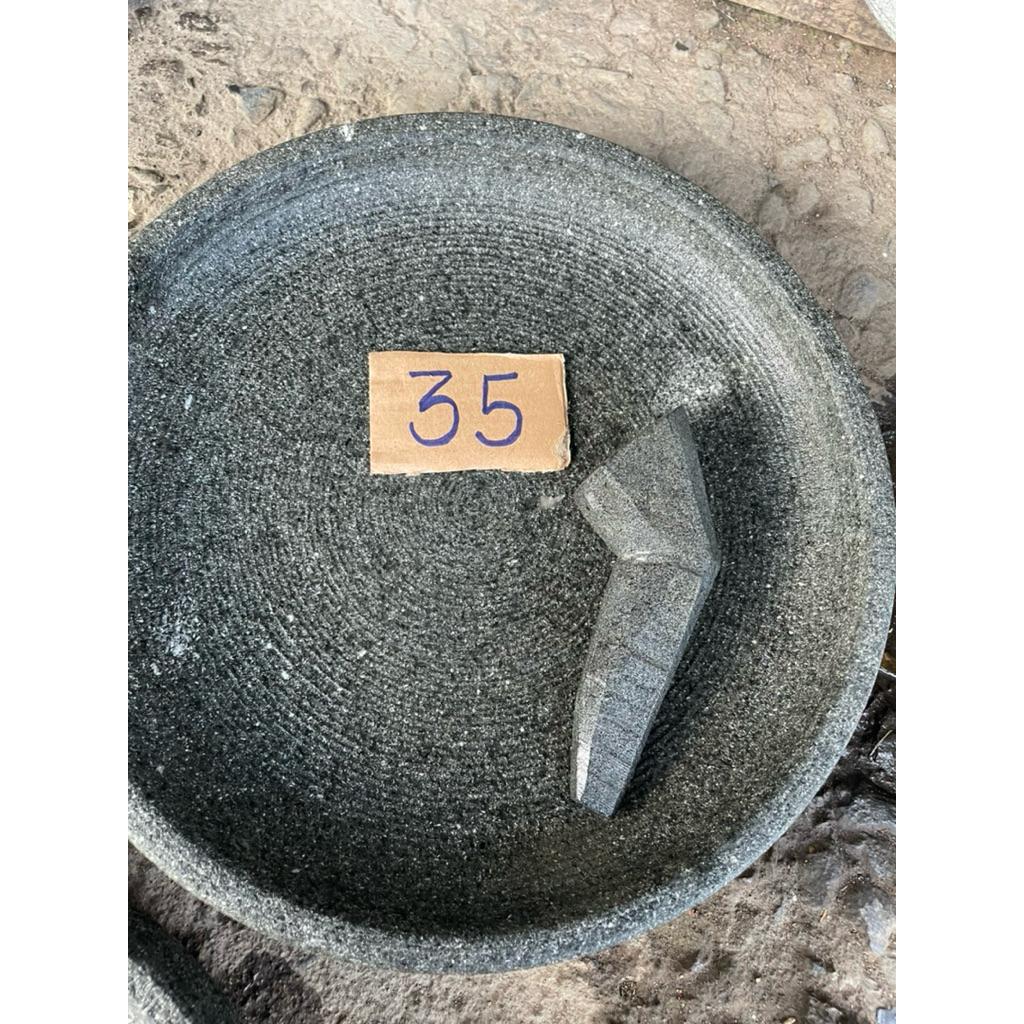 cobek batu asli bubutan jumbo ukuran 35cm free ulekan