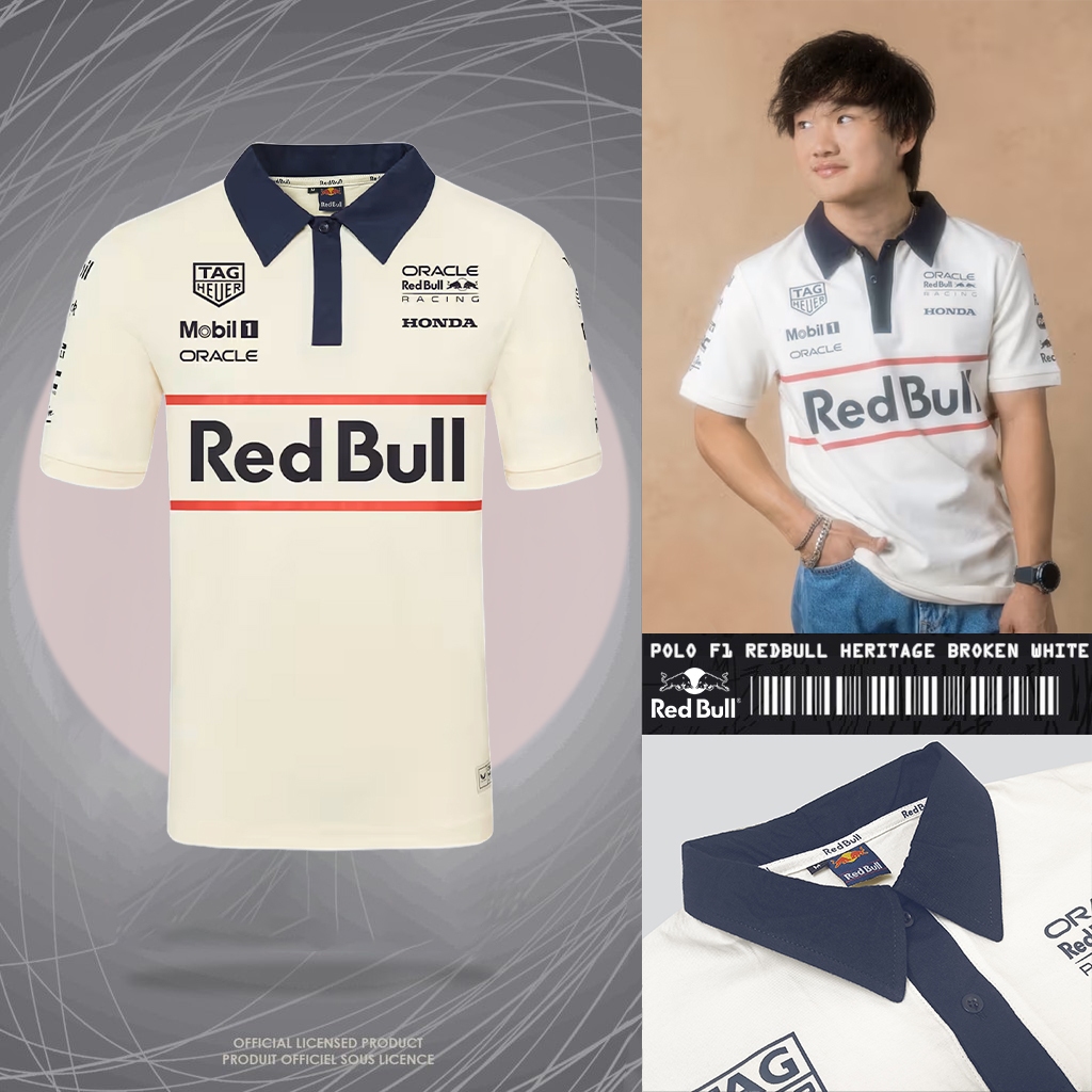 POLOSHIRT REDBULL HERITAGE BROCKEN WHITE | KAOS POLO PRIA KEREN TEERBARU | BAJU TIM BALAP F1