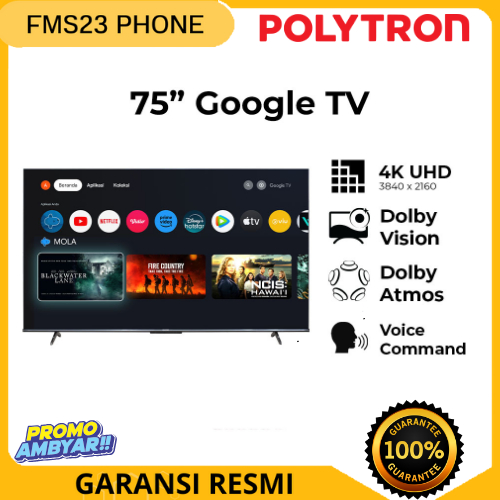 TV POLYTRON 75 INCH UHD 4K SMART GOOGLE TV 75INCH 75UG5959 GARANSI RESMI