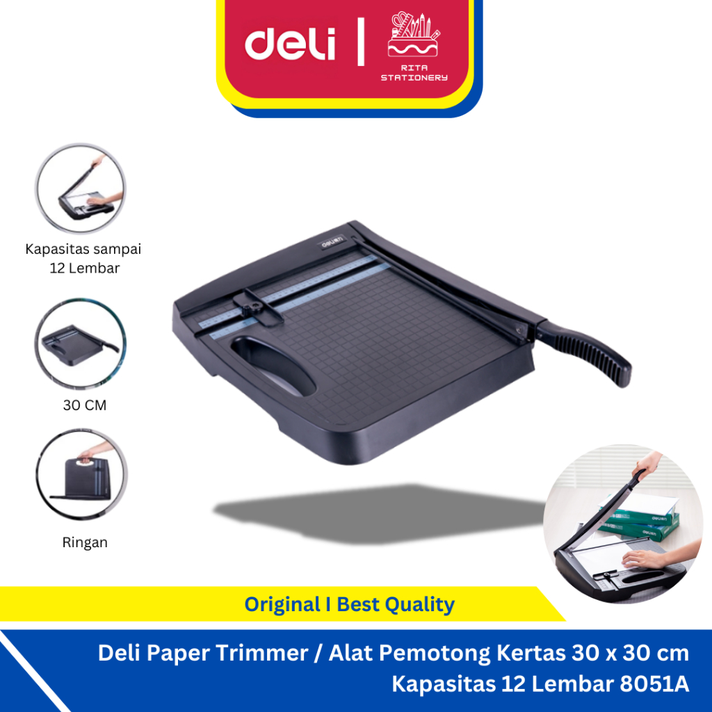 

Deli Paper Trimmer / Alat Pemotong Kertas 30 x 30 cm Kapasitas 12 Lembar 8051A
