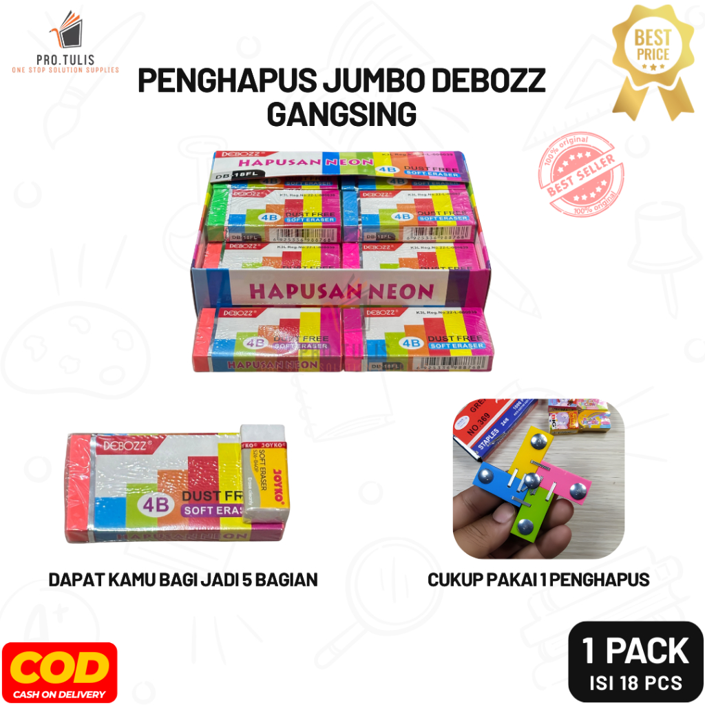 

(1 Pack isi 18 Pcs) Penghapus Debozz Specialis Gangsing. Protulis