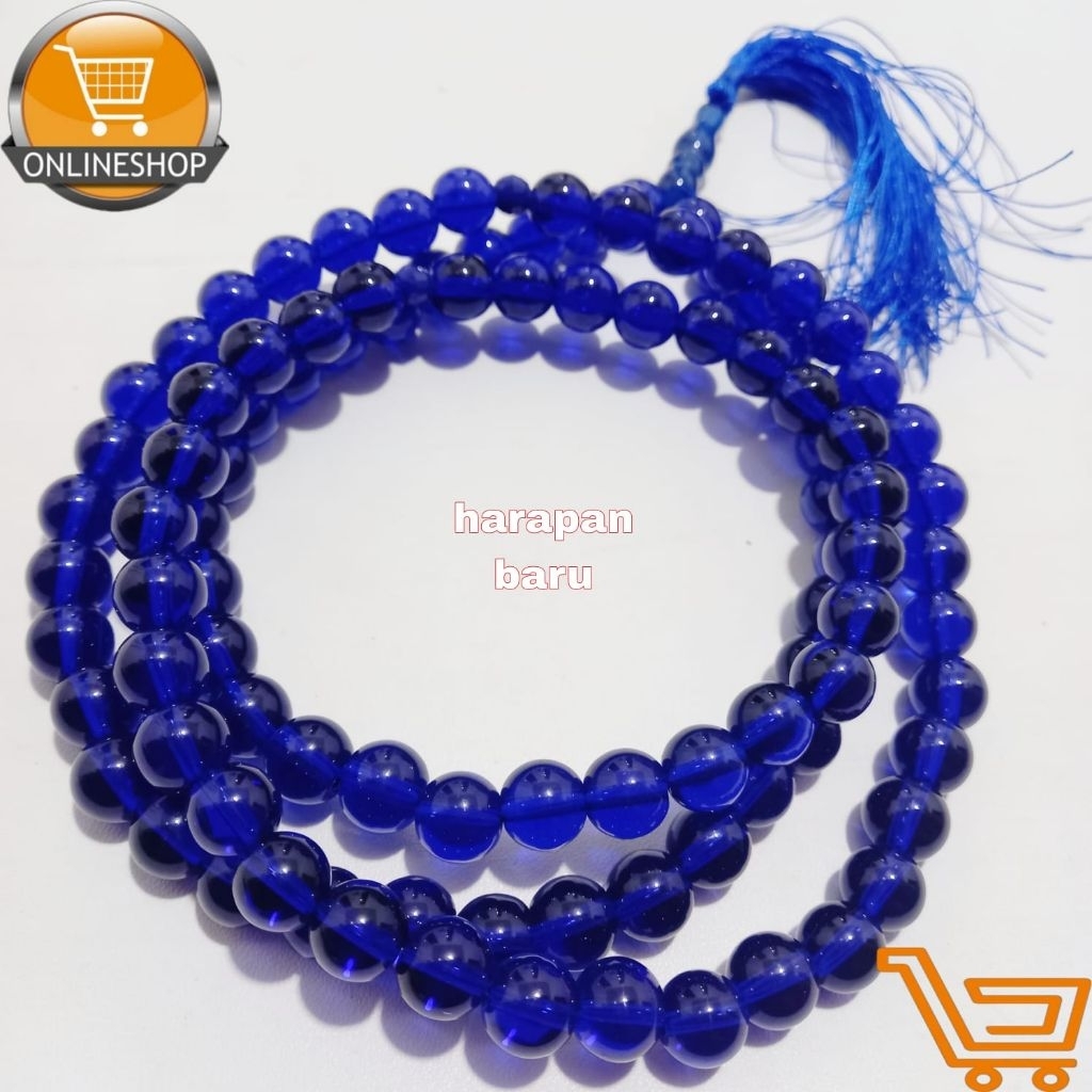 TASBIH BATU BLUE SAFIR 10 MM 99 BUTIR