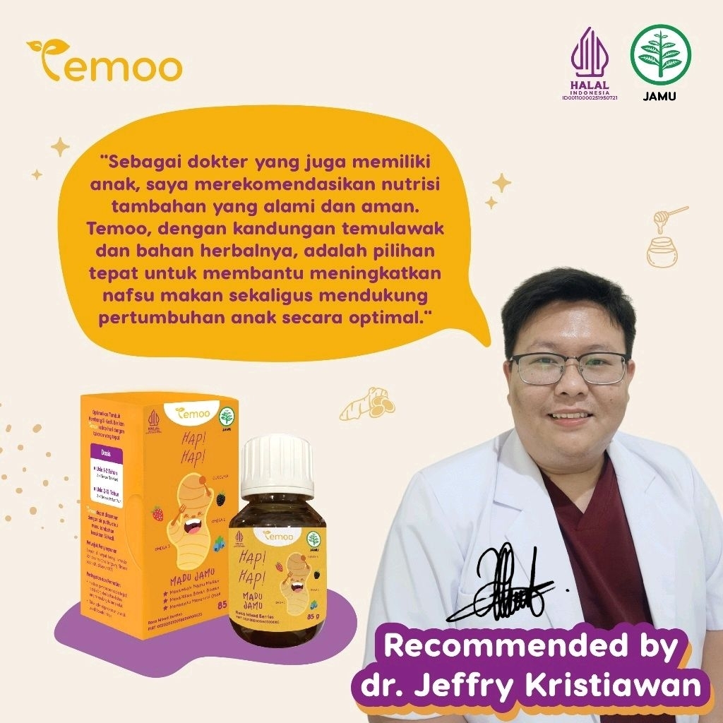 

Temoo Hap Hap Madu Jamu Madu Suplemen Kesehatan Anak Dengan Temulawak