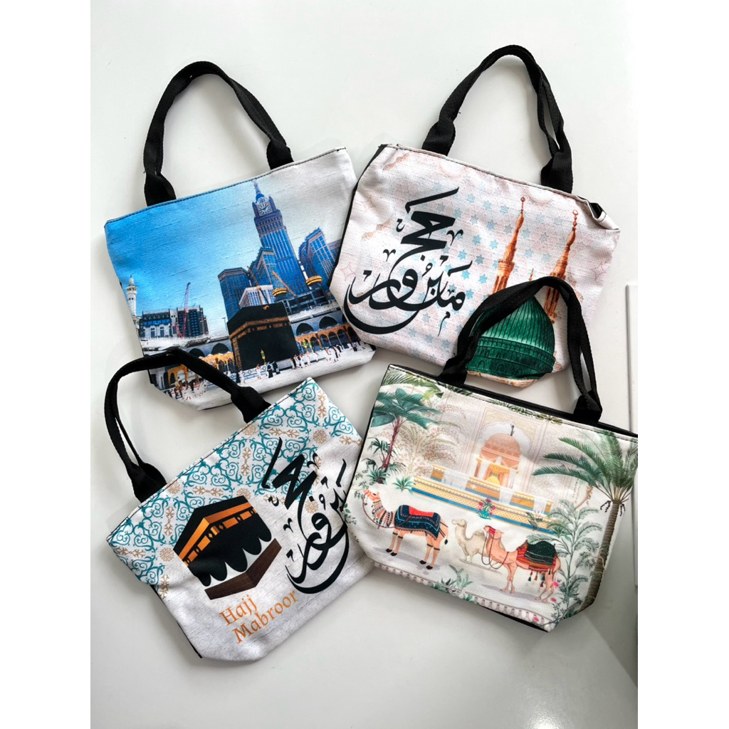 Tas Tenteng Mekah Madinah | Tas Kanvas Totebag Souvenir oleh-oleh Haji umroh
