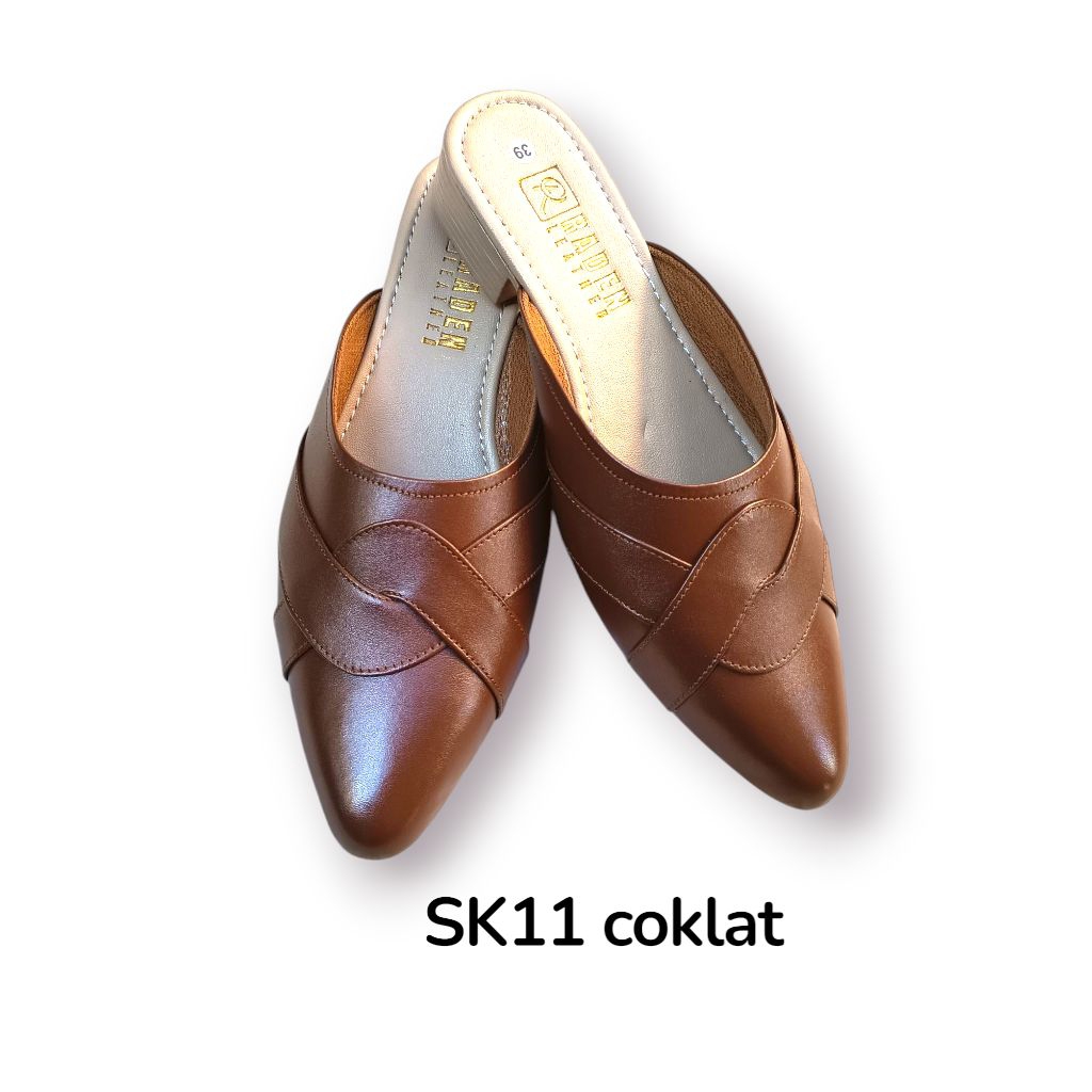 Raden sandal selop kulit wanita hak tahu 3cm SK11