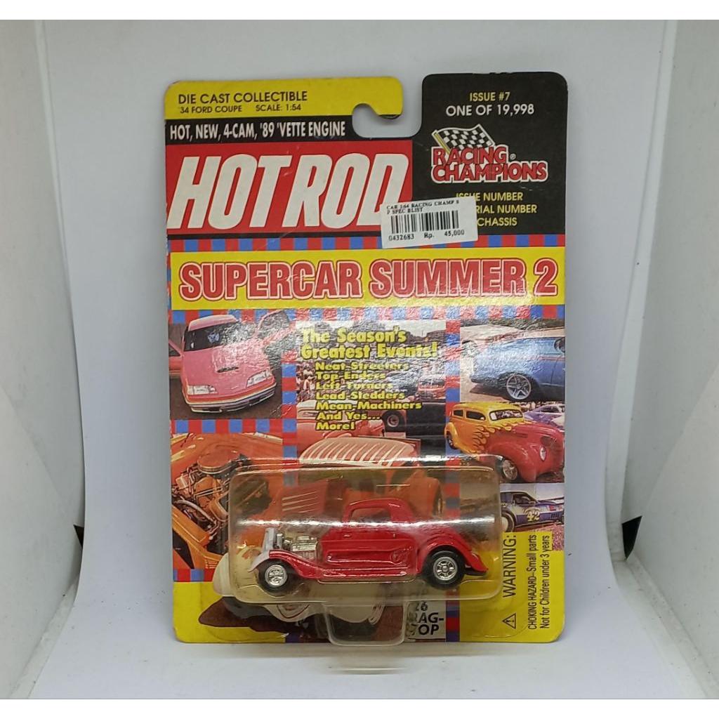 racing champions 1934 '34 ford coupe hot rod magazine diecast 1/64 (t)
