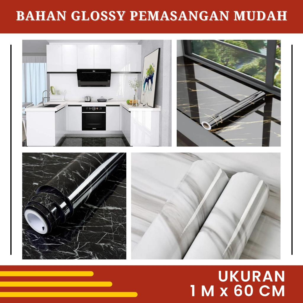 Wallpaper Stiker Marmer Walpaper Meja Motif Marmer Marble Glossy Walpeper Dinding Mamer Anti Air