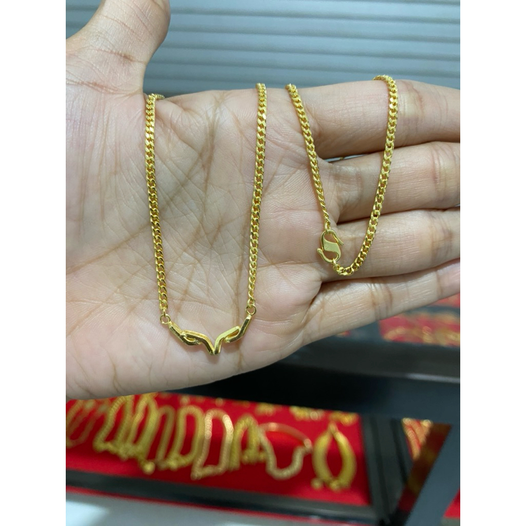 kalung perak asli lapis emas 22k