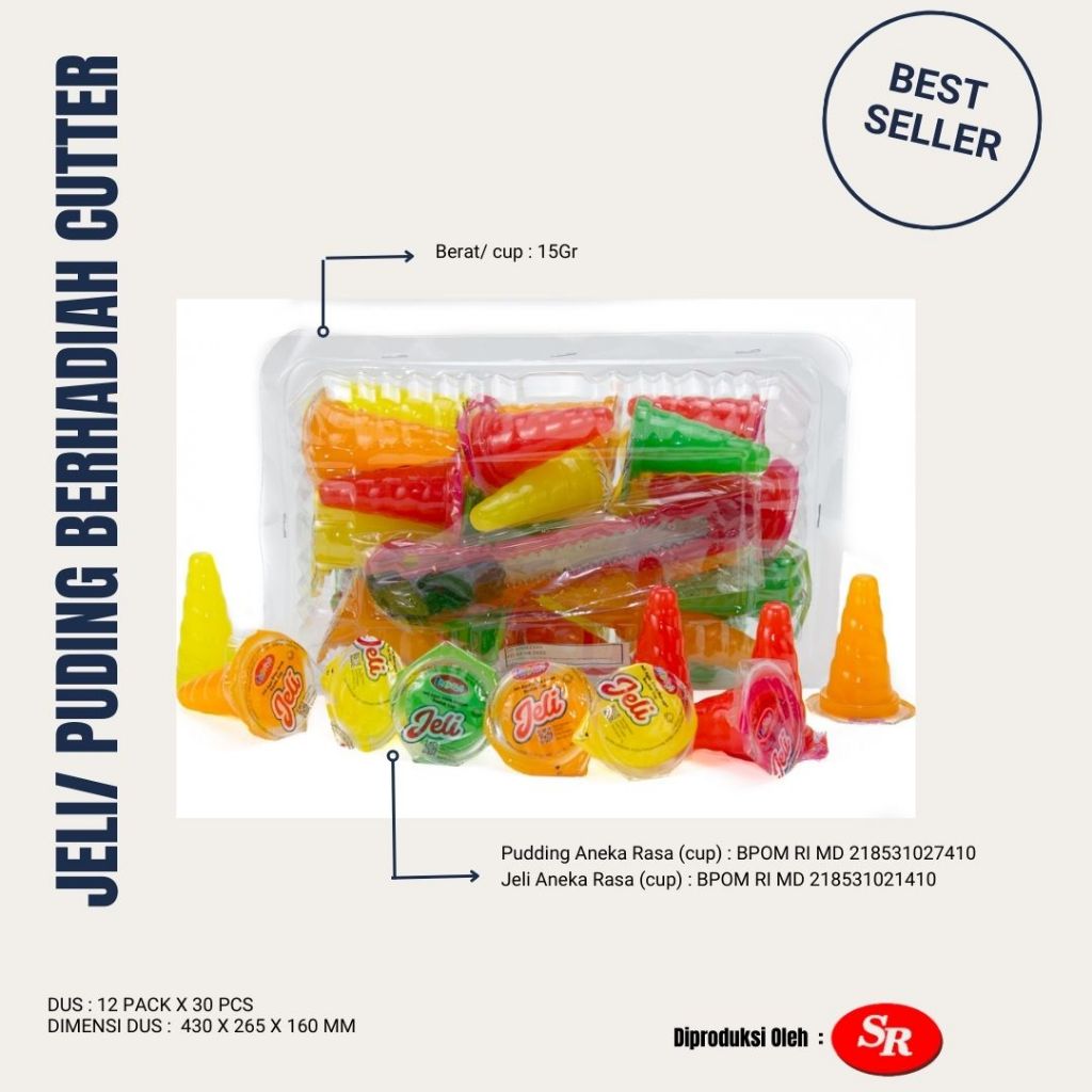 

INDRA Jeli/Puding isi 30 cup @15Gram BONUS Cutter/agar-agar/cemilan sehat