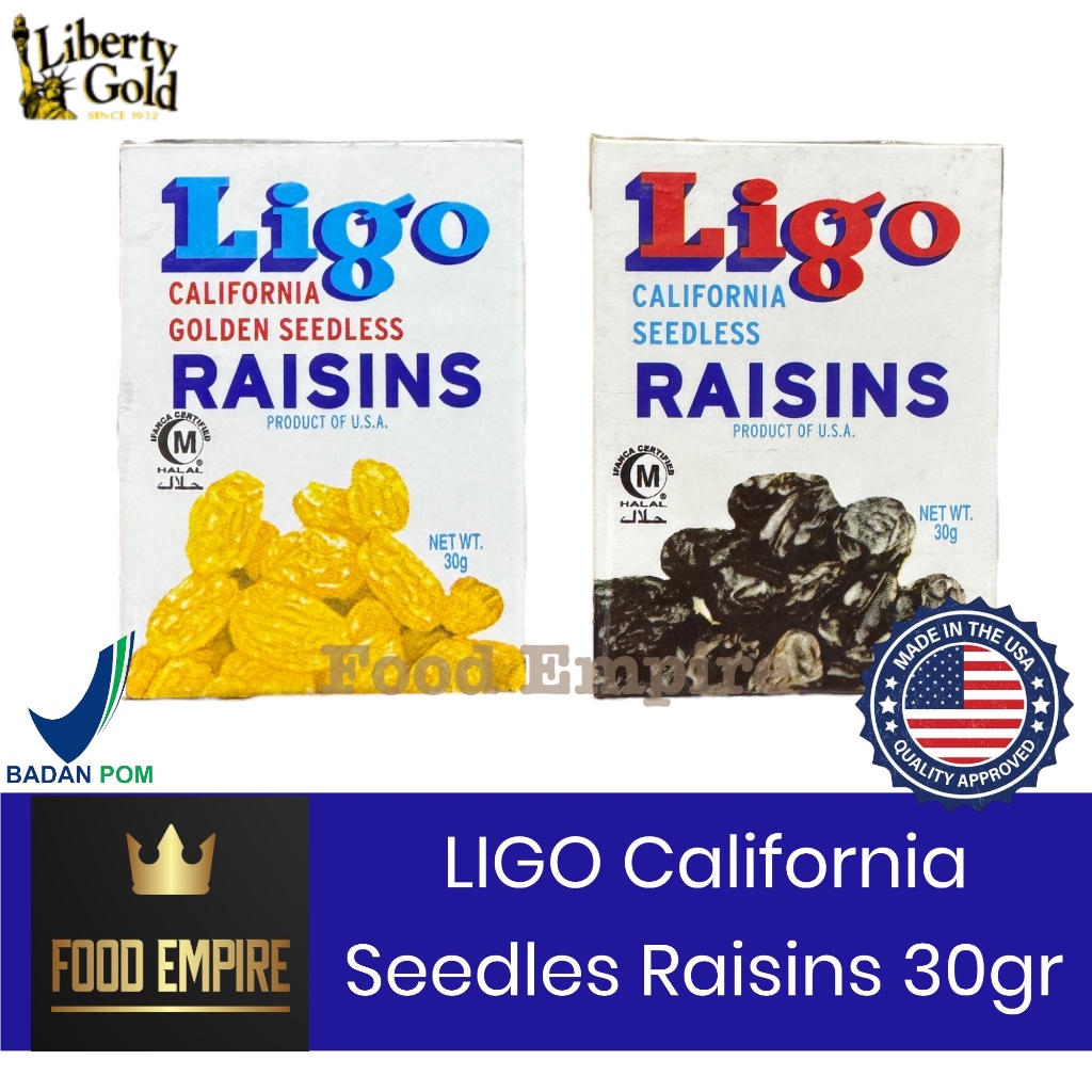 

LIGO Raisins Import USA 30 gr | Kismis Natural - Golden | California Seedles Raisin