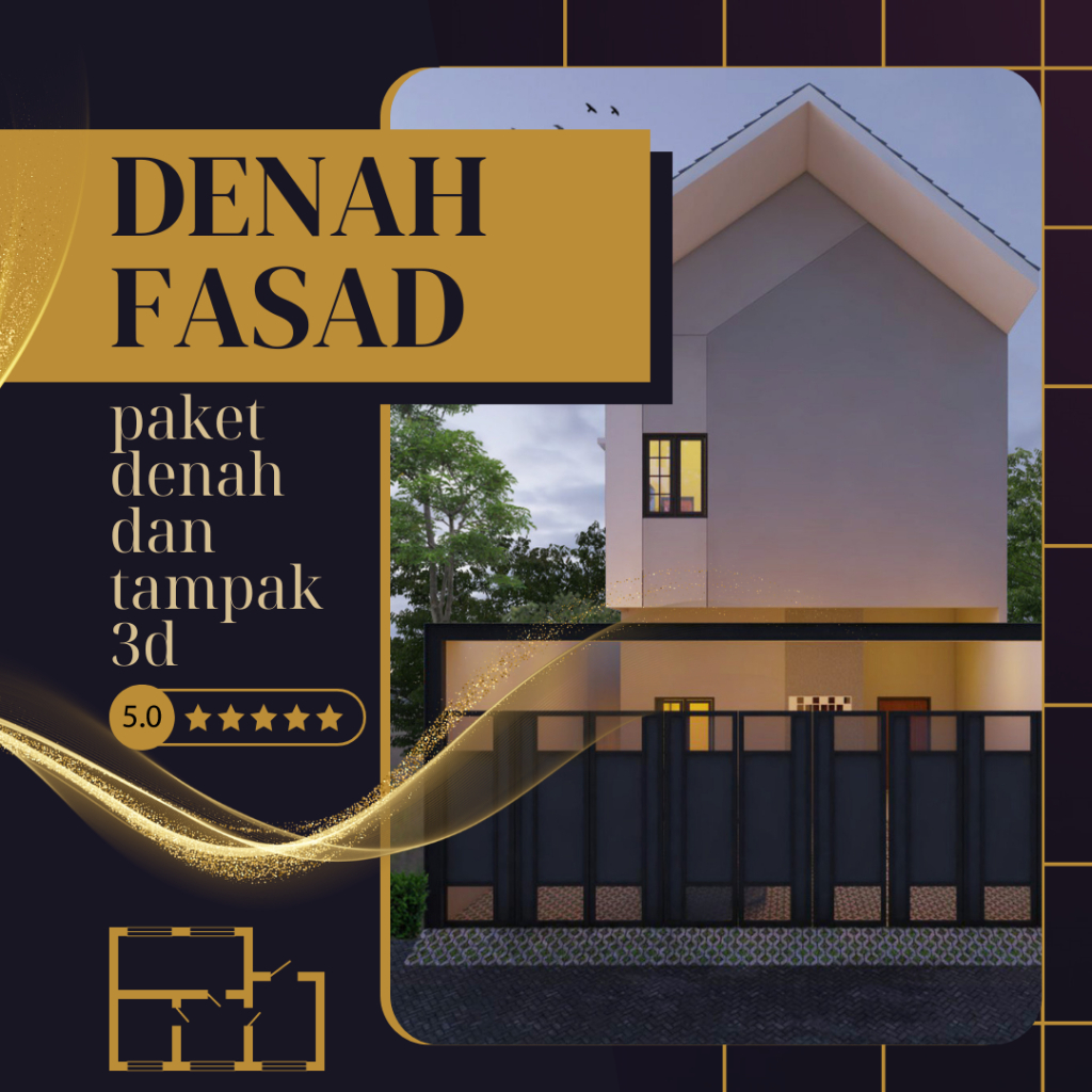 Paket Jasa Desain Denah dan Tampak 3D Rumah Jasa Desain Rumah 3D + Denah + RAB - Harga per m² Termur