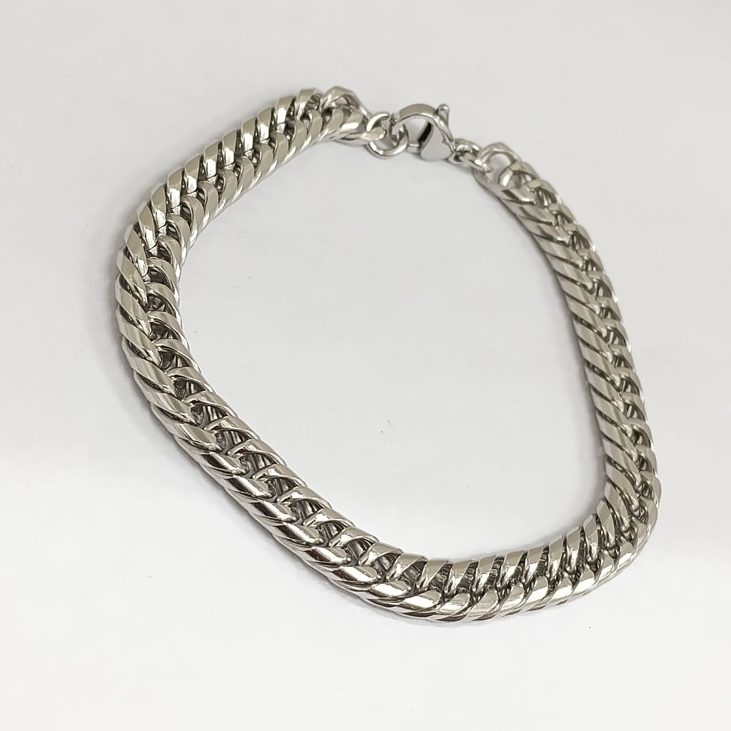 Gelang rantai lipan silver Stainless steel 304 anti karat