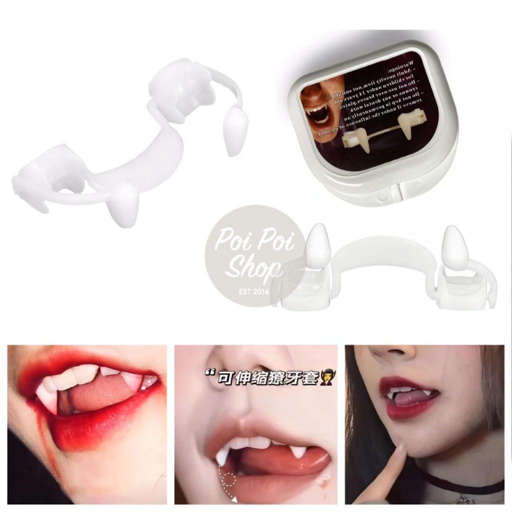 Gigi Vampir Drakula Gerak Set Vampire Gigi Taring Palsu Fake Fang Halloween Vampir Drakula Tajam Cos