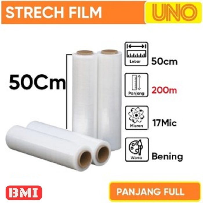 

Stretch Film OEM Plastik Wrapping tinggi 50 Cm Panjang 200 Meter Full 17 Micron