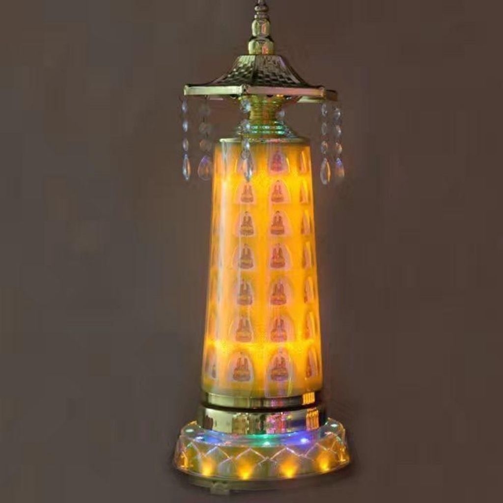 Lampu Buddha, teratai LED warna-warni Bisa berputar,