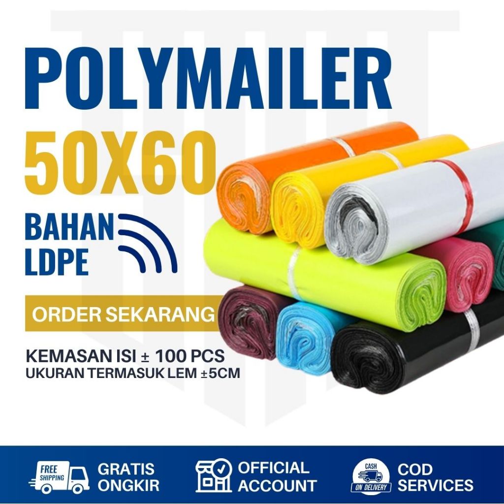 

[50 PCS] 50x60 cm PLASTIK PACKING POLYMAILER GLOSSY PREMIUM SILVER HITAM TEBAL 0,12mm TERMURAH