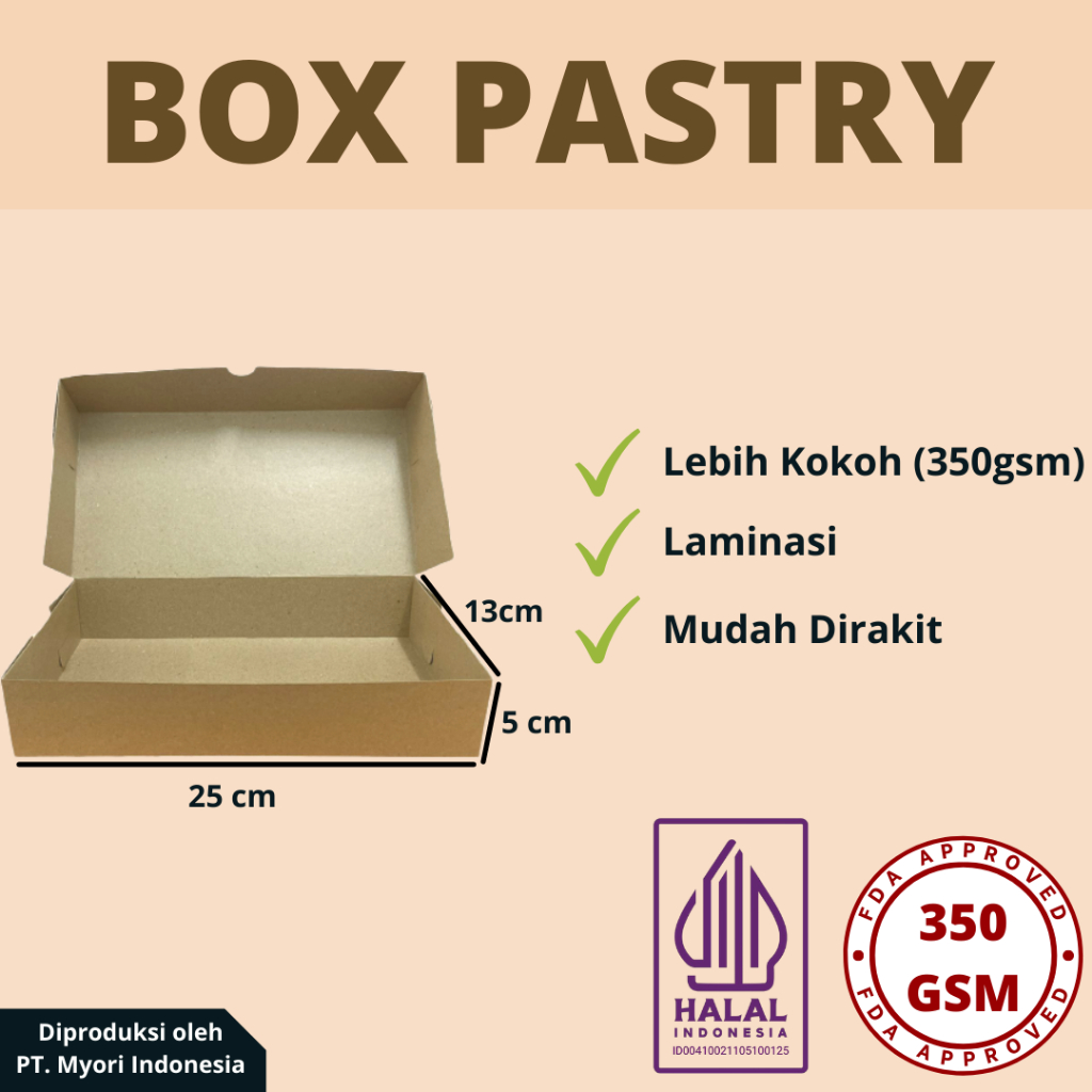 

Box Pastry | Box Bakpao | Kraft + Laminasi | Uk. 25 x 13 x 5 cm