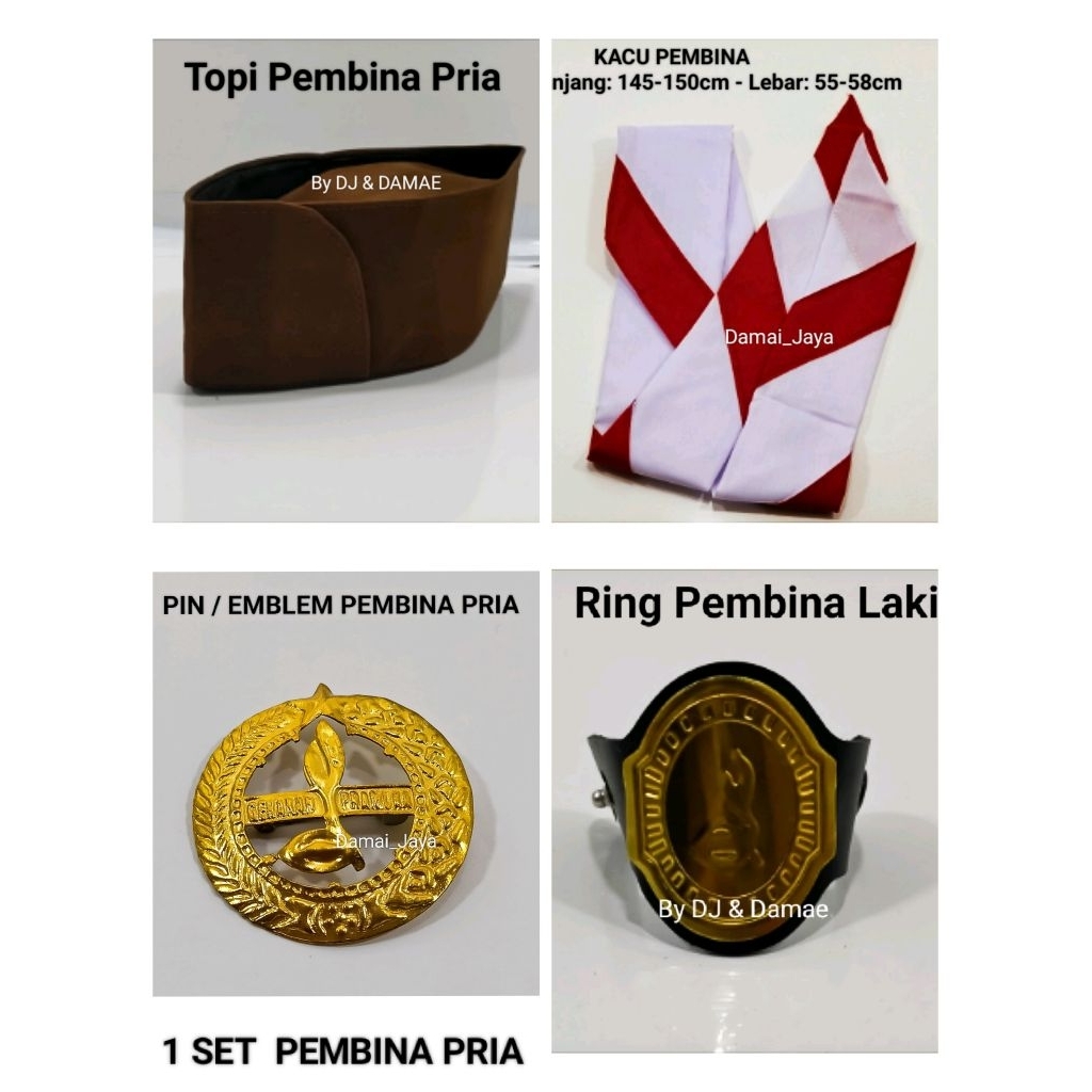 Set Lengkap Pembina Pramuka Topi Pin Ring dan Kacu Pembina