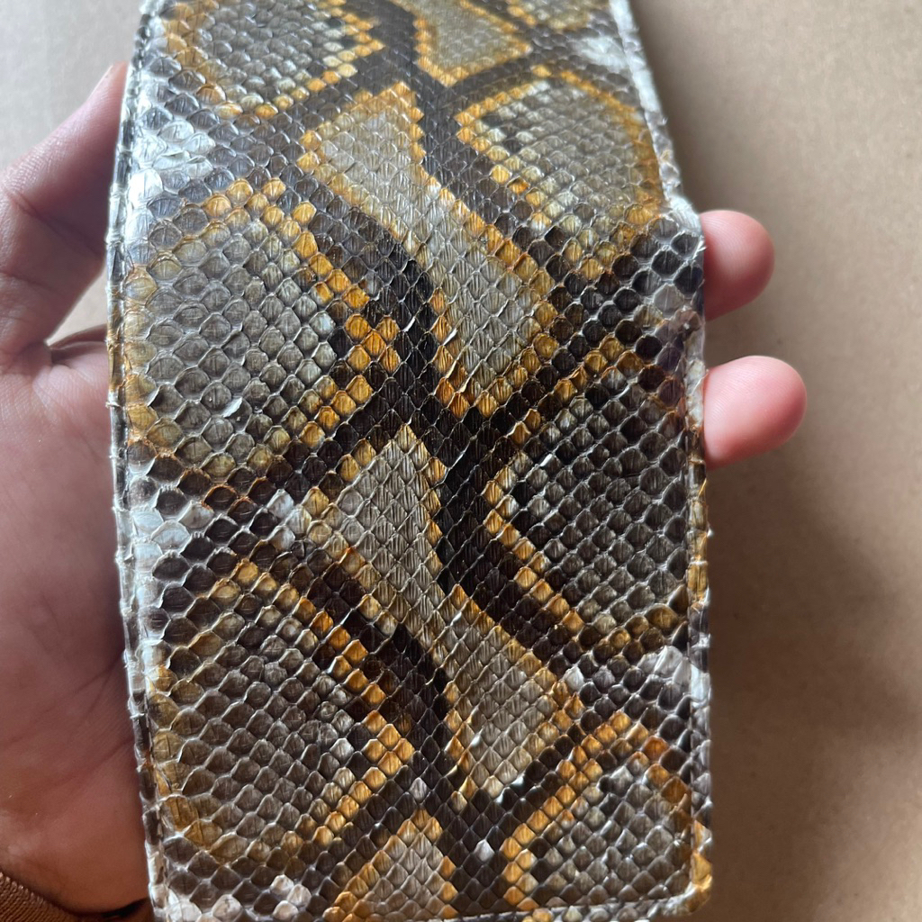 TERLARIS Dompet Kulit Ular Piton Python Putih Motif Silver