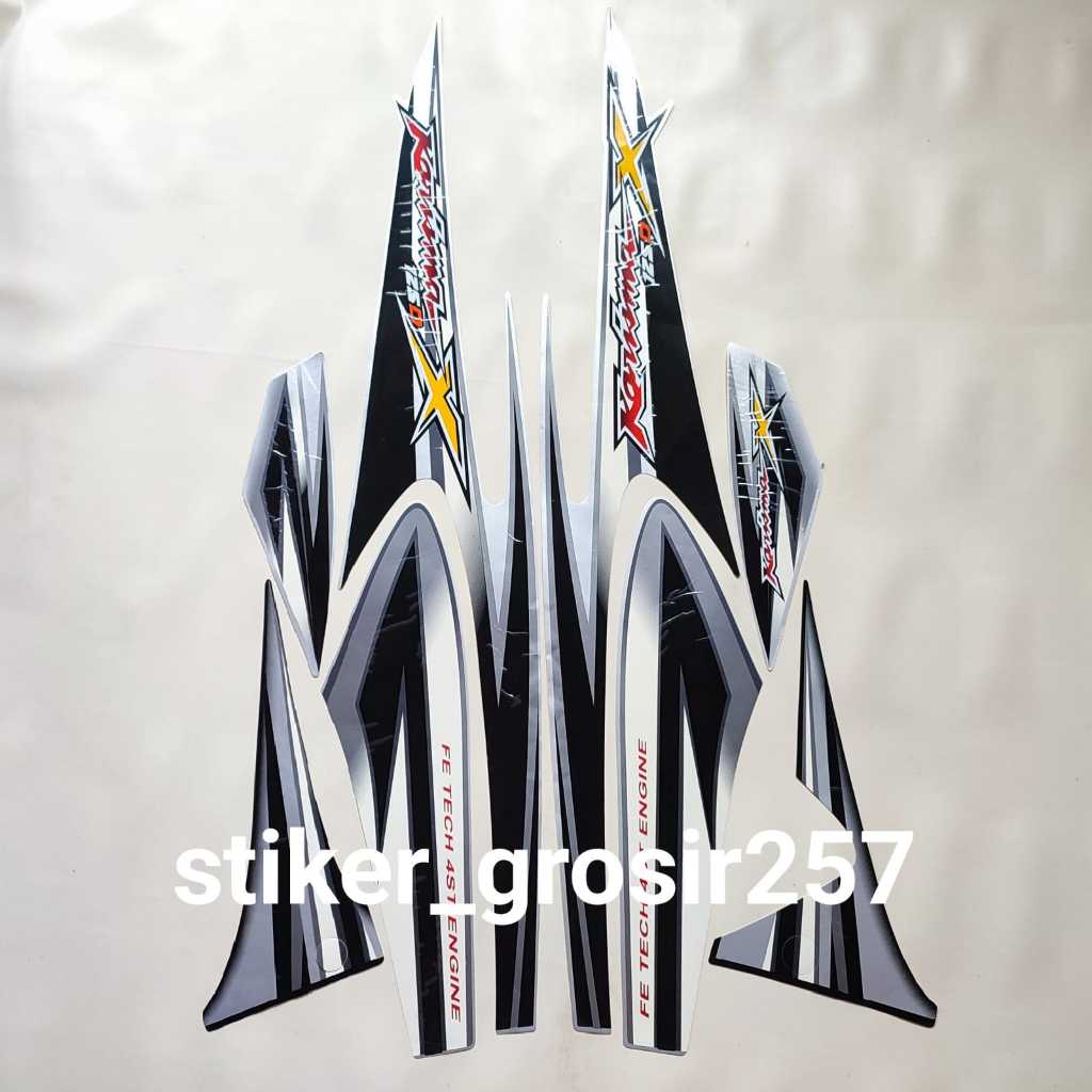 STIKER STRIPING LES LIST BODY MOTOR HONDA KARISMA X 125D 2005 SILVER HITAM