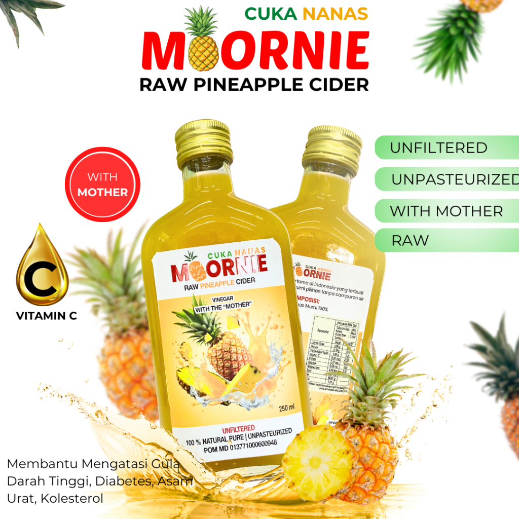 

Cuka Nanas 250ml Original With Mother Turunkan Gula Darah Diabetes - 1 Botol