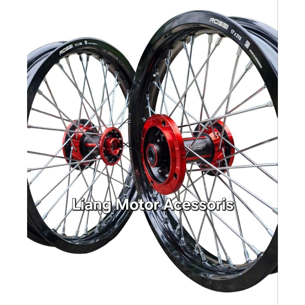 Sepaket Velg VRossi Ring 17 Tromol Scarlet Racing MX Series Set Jari2 - KLX 150 / BF 150 / D-Tracker