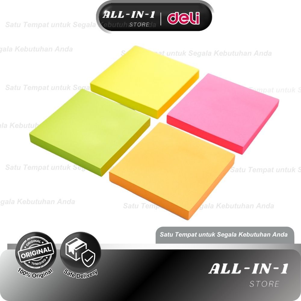 

Deli Memo tempel Sticky Notes 50sheets/pad warna neon kertas tulis halus perekat kuat EA02303
