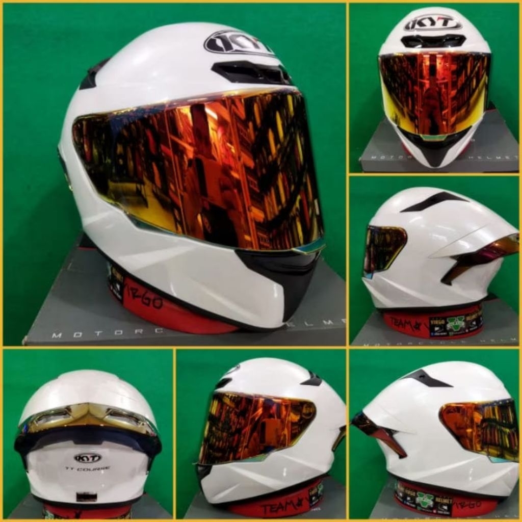 HELM KYT TT-COURSE putih - white paket ganteng termurah - original kyt sni dot, M