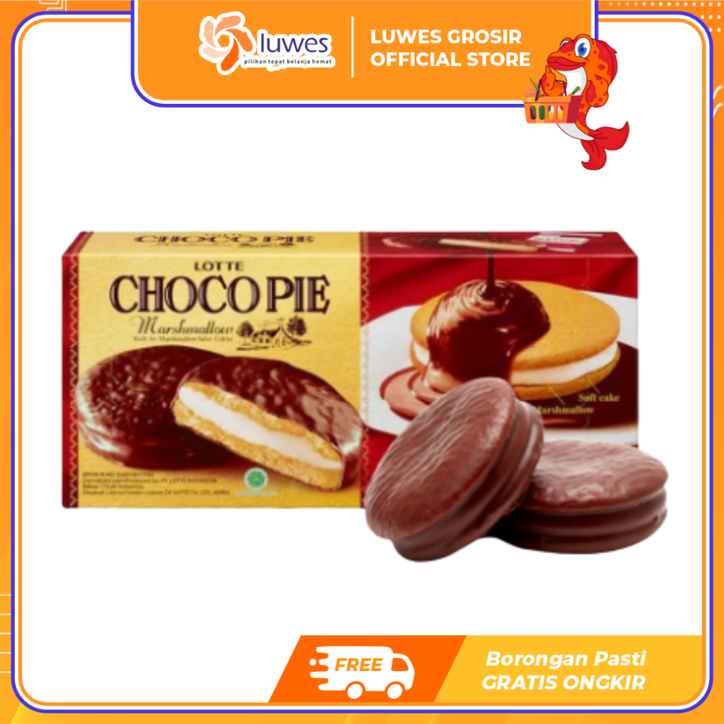 

[GROSIR] Lotte Choco Pie Marshmallow Box Isi 12 pcs Chocolate Pie Marshmallow Sandwich Biscuit Murah