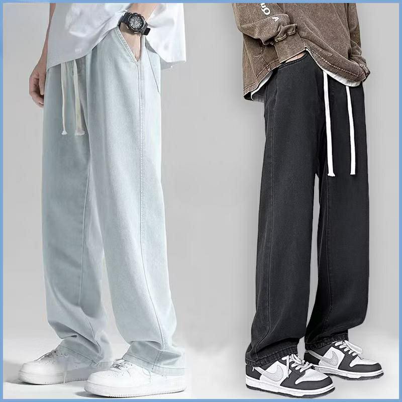 Celana Jeans Pria Pinggang Karet Korean Style Jumbo | Loose Pants Oversize Kulot Denim Pria Kekinian