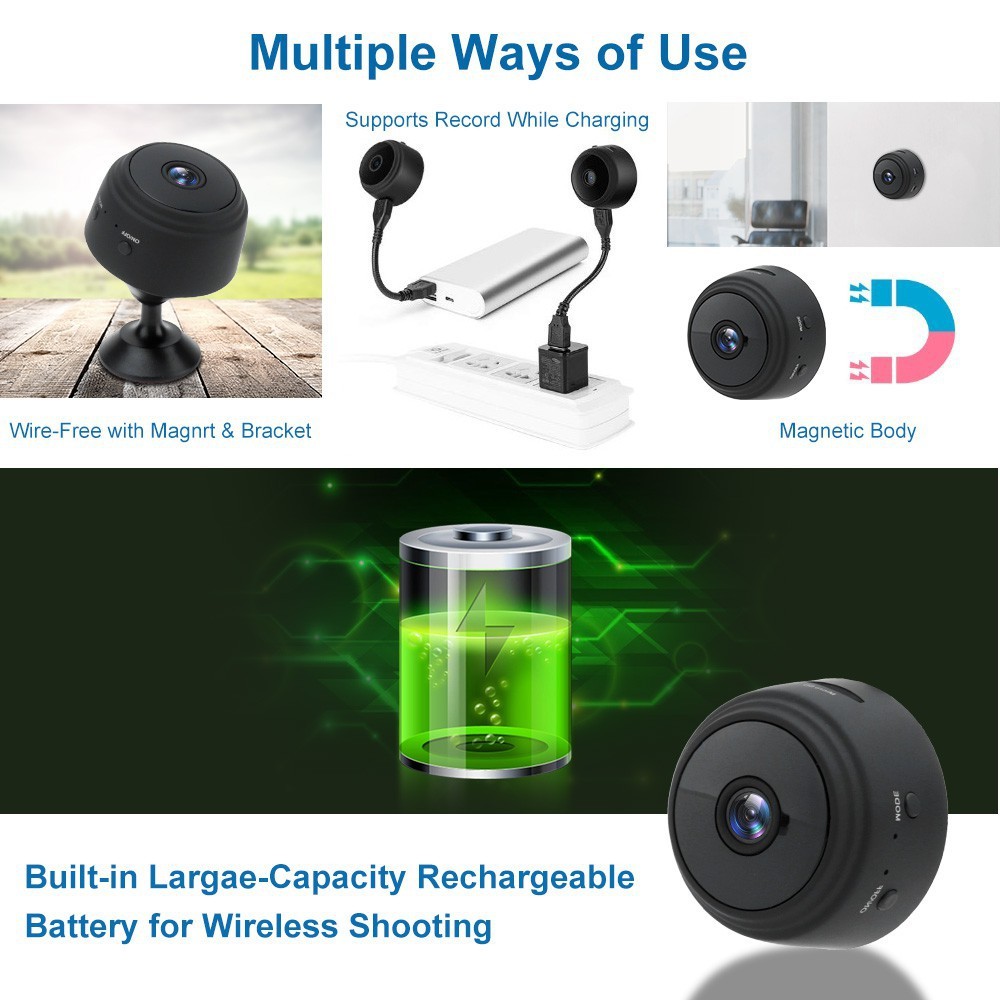 LOUMY / TY Wireless A9 Mini Camera Wifi Hd 10P Spy || TY A9 Mini Spy Camera Wifi Hd 10P Smart Ip