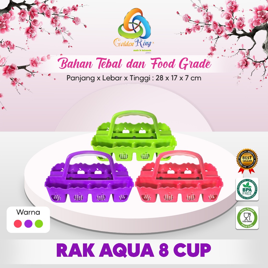 RAK AQUA 8 CUP / Keranjang Botol / Tempat air mineral botol