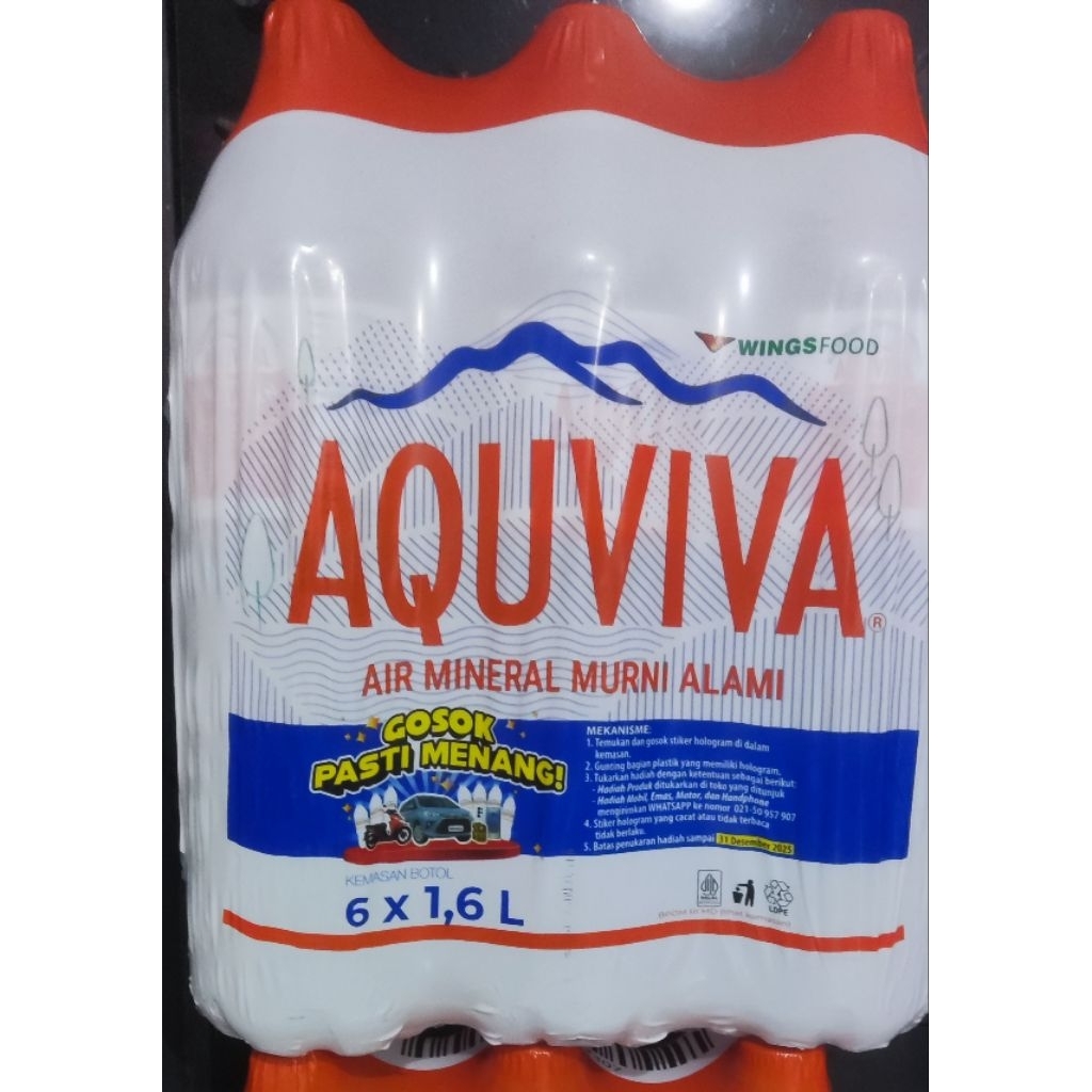 

AQUVIVA Ukuran 1600ml 1 Pack Isi 6 Botol Air Mineral Kemasan Botol