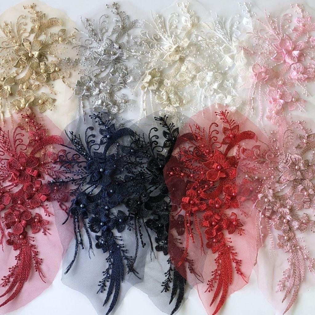 lace bordir bunga 3d