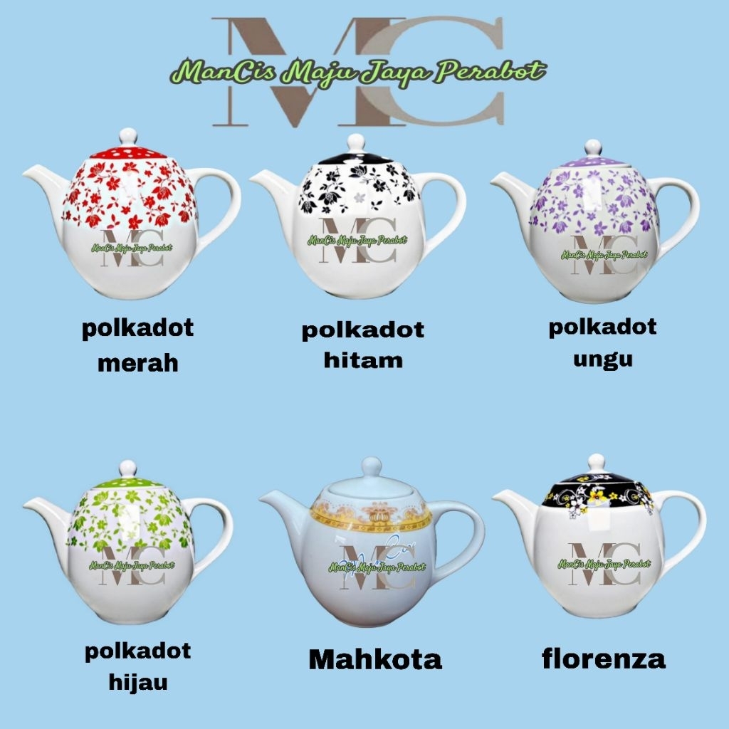 Teko keramik motif teko kopin porcelain teko teh