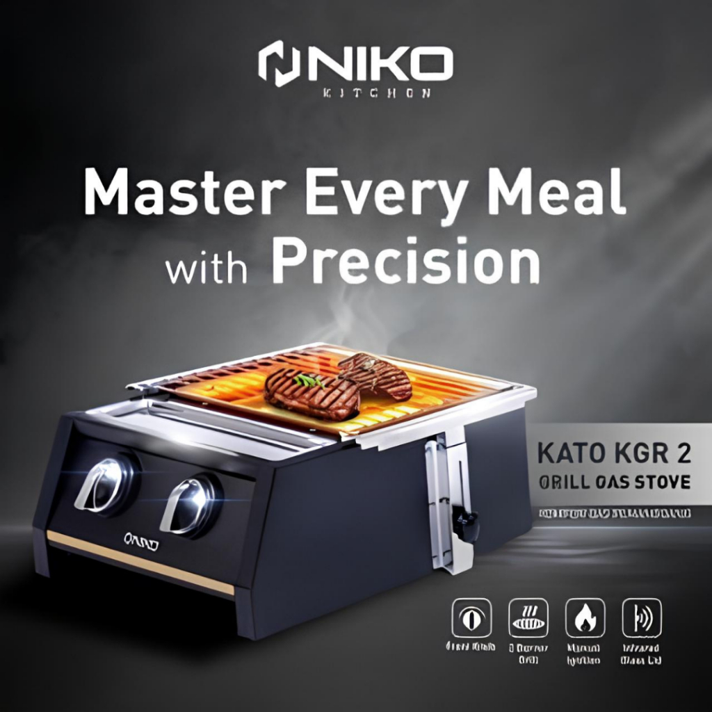 Kompor Panggang 2 Tungku Niko Kato KGR-2 Kompor Bakar Sosis Kompor Panggang Ayam Kompor Gas Panggang