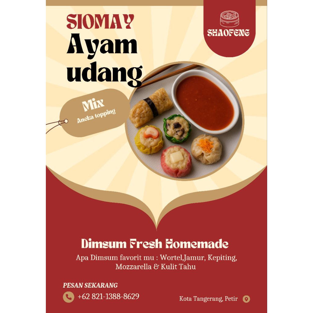 

SIOMAY DIMSUM MIX (varian) 100% FULL AYAM + UDANG /SIOMAY SHAOFENG / PREMIUM / SIOMAY / TERIMA PESANAN BANYAK & ACARA