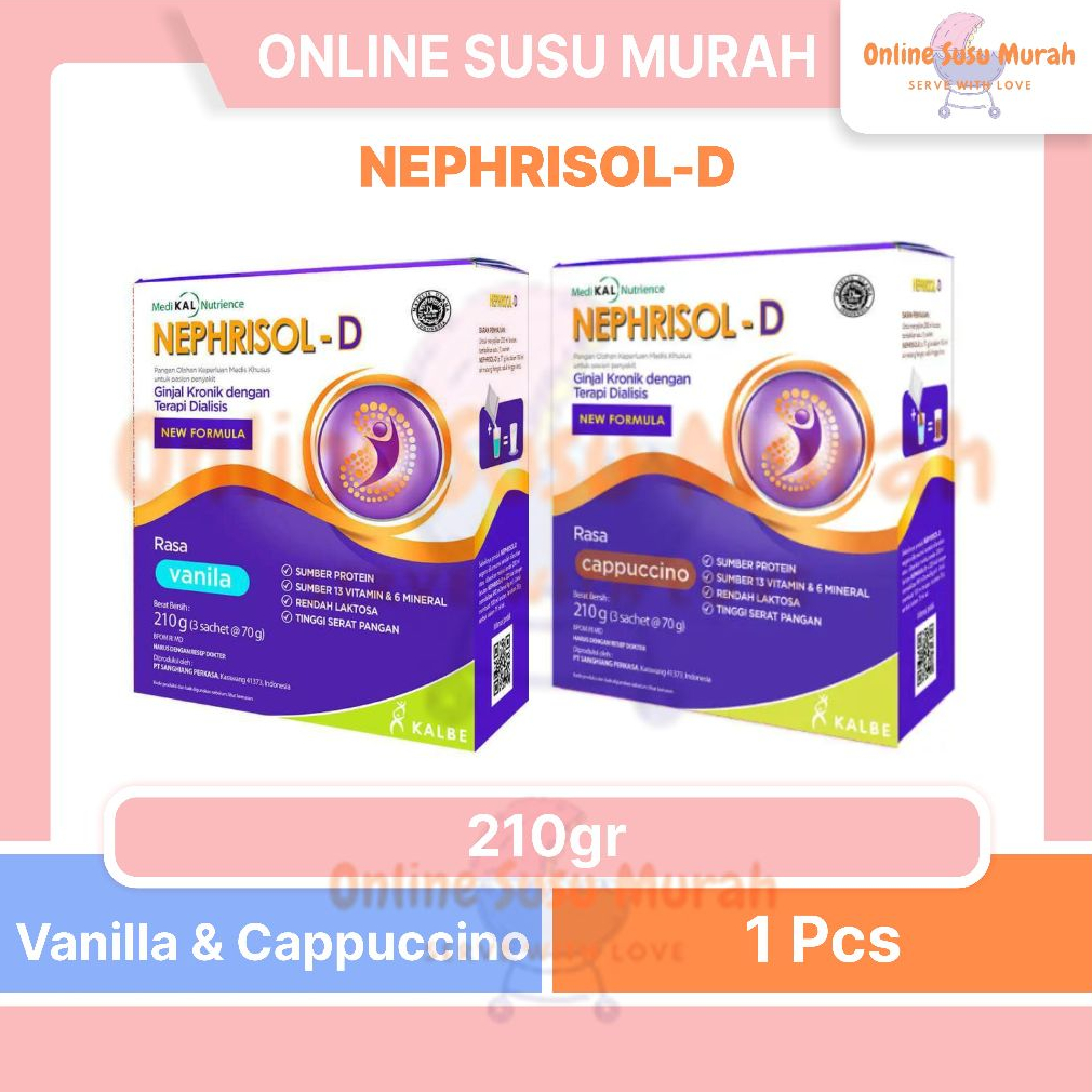 

NEPHRISOL - D VANILA CAPUCINNO 210 GR NEPHRISOL-D 210GR SUSU DEWASA SSKD
