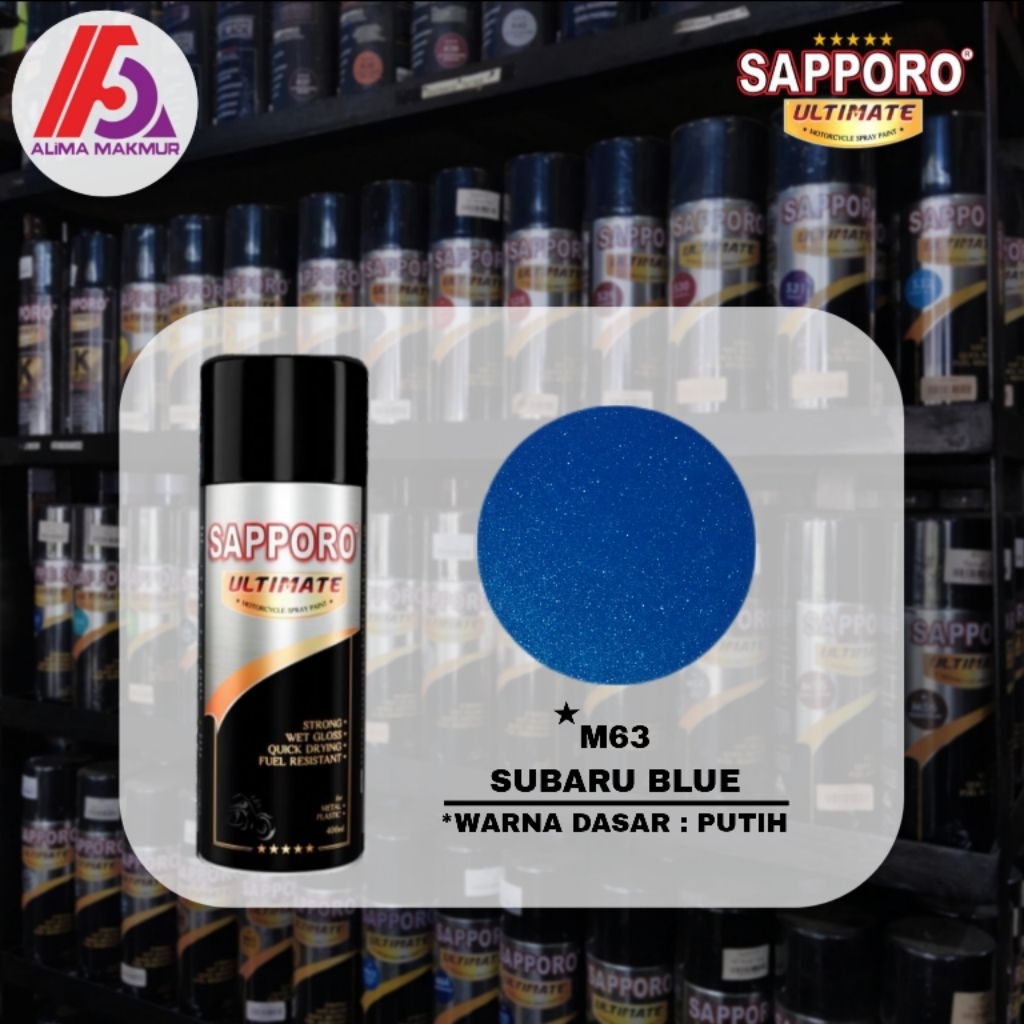 Sapporo Ultimate M63 Subaru Blue 400ml / Pilok Pilox Sapporo Biru Metalik / Cat Biru Metalik / Pilok